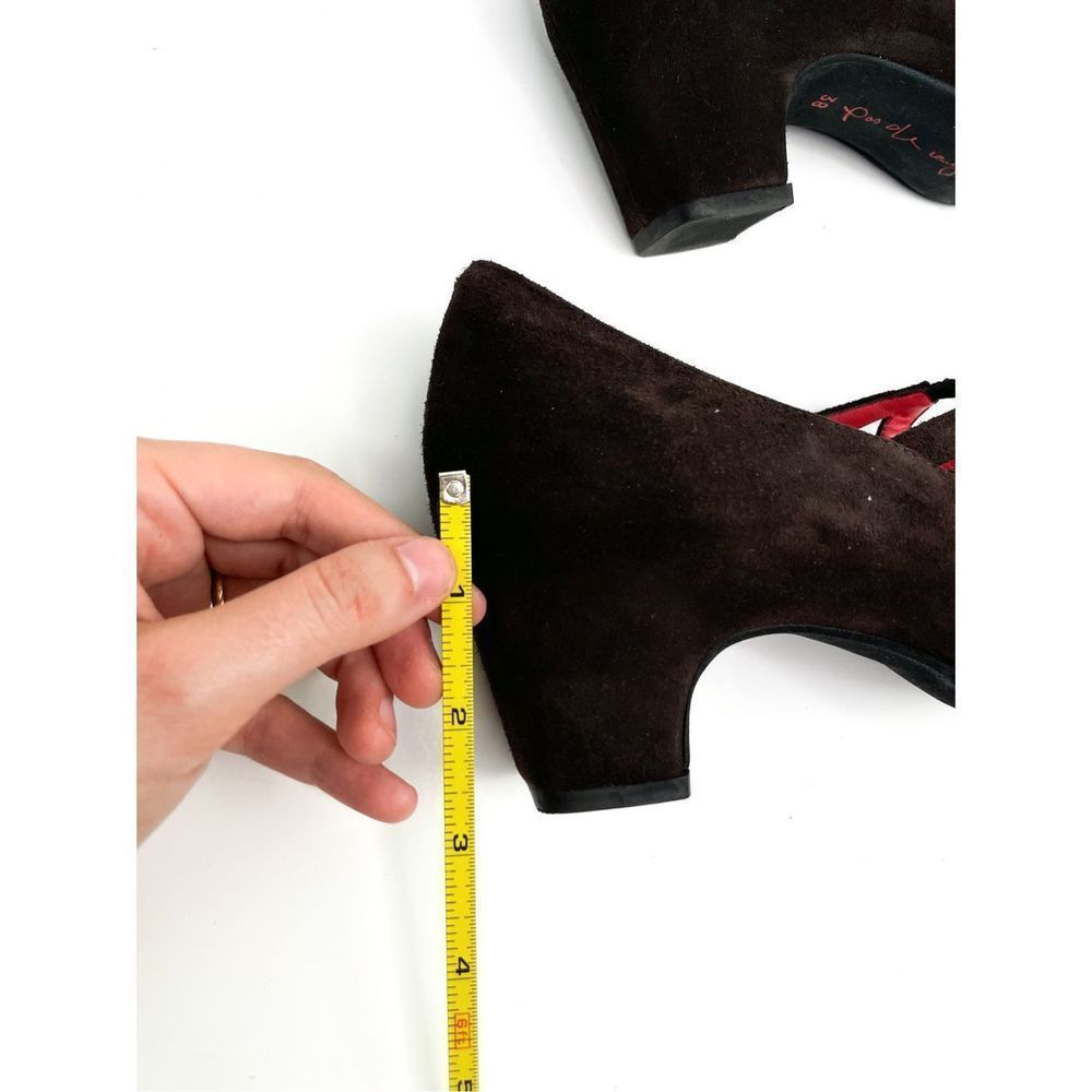 Pas de Rouge Black Suede Heels with Red Interior - Picture 5 of 5